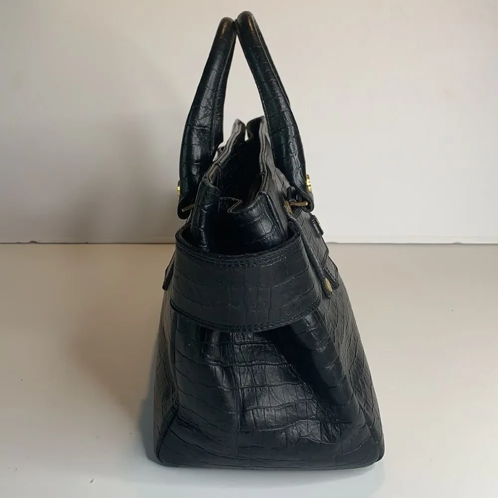 Samantha Thavasa black textured leather satchel